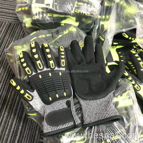 Hespax Oilfield Sandy Nitrile Cut Resistant Mechanic Gloves